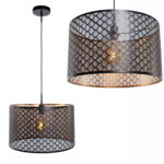 Zwarte hanglamp Laser Ø 50 cm | zwart-goud - grote E27 fitting