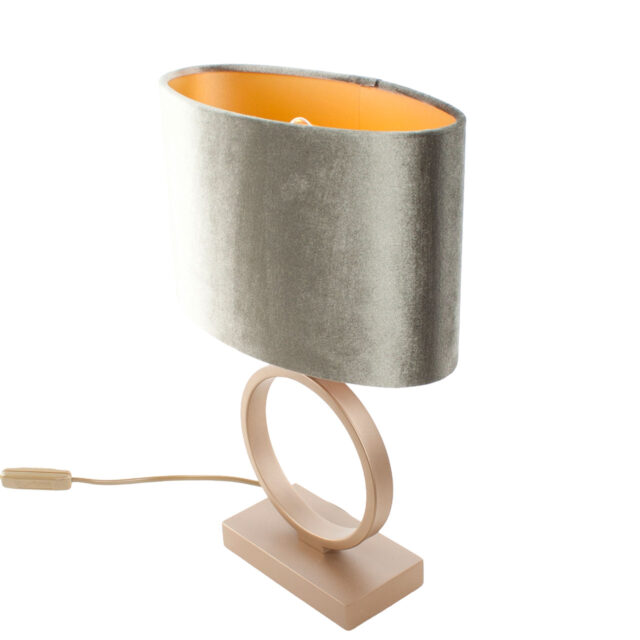 Brons Kleurige Tafellamp Sienna Klein Velvet Kap Olijf Groen Goud 25 Cm 10
