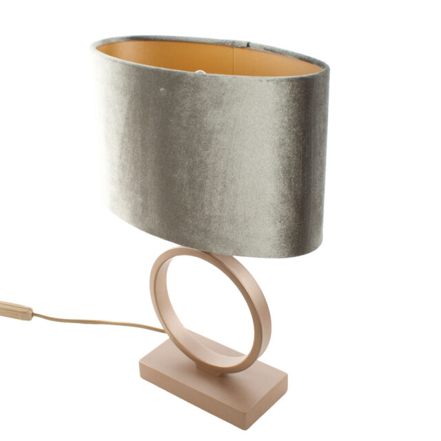 Brons Kleurige Tafellamp Sienna Klein Velvet Kap Olijf Groen Goud 25 Cm 3