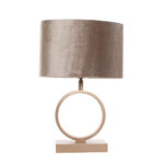 Bronzen Tafellamp Sienna Klein Ovale Velours Taupe Kap 25 Cm 10