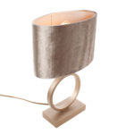 Bronzen tafellamp Sienna klein | Ovale velours taupe kap 25 cm