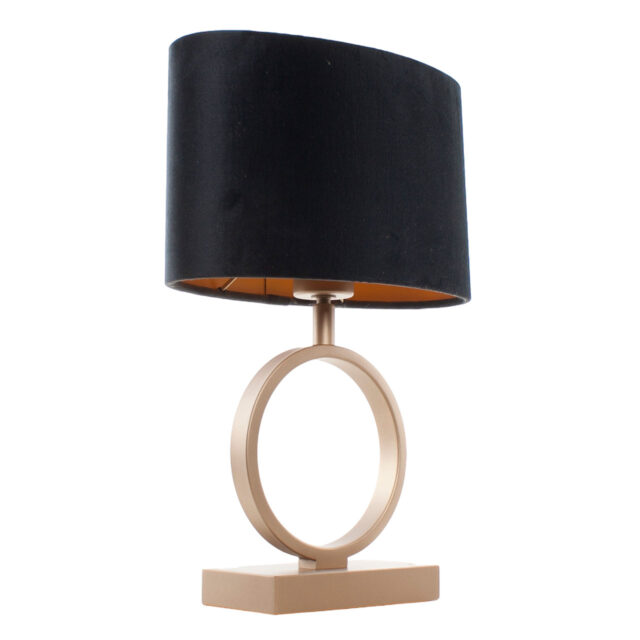 Bronzen Tafellamp Sienna Klein Ovale Velvet Kap Zwart Goud 25 Cm 11