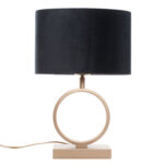 Bronzen Tafellamp Sienna Klein Ovale Velvet Kap Zwart Goud 25 Cm 12