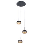 Hanglamp Nova 3 Lichts Rond Zwart Goud 5
