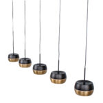 Hanglamp Nova 5 Lichts Recht Zwart Goud 11