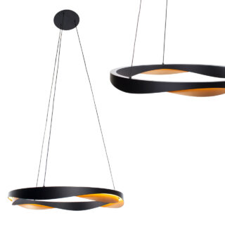 Moderne Hanglamp Ascoli Rond Diameter 64 Cm Zwart Goud 46w Led Dimbaar 19