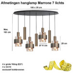Ovale Bronzen Hanglamp 7 Lichts Marrone Met Amber Glas 2