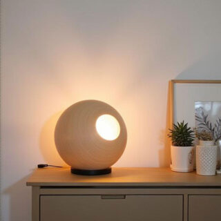 Ronde Glazen Tafellamp O 30 Cm Orb Saturn Glas Zand Beige 12
