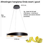 Ronde Hanglamp Onda 1 Lichts Zwart Goud 2