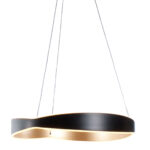 Ronde Hanglamp Onda 1 Lichts Zwart Goud 4