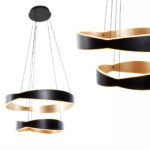 Ronde Hanglamp Onda 2 Lichts Zwart Goud 29