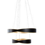 Ronde Hanglamp Onda 2 Lichts Zwart Goud 8