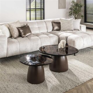 Salontafel Set Eclips 2 Delig Koper Antiek Finish 3