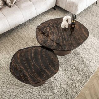 Salontafel Set Eclips 2 Delig Koper Antiek Finish 4