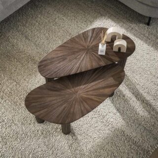 Salontafel Set Van 2 Organische Vorm Donkerbruin Maya Teak 3