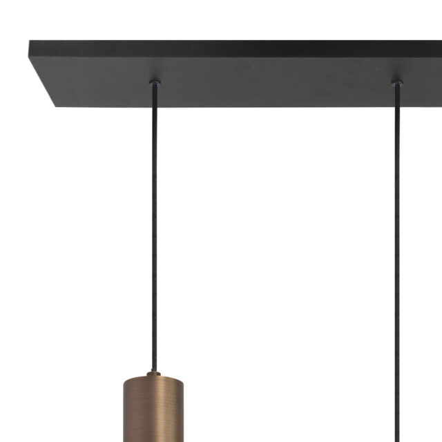 Stijlvolle Hanglamp Marrone 5 Lichts Brons Met Amber Glas 12