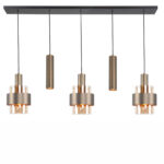 Stijlvolle hanglamp Marrone 5 lichts brons met amber glas