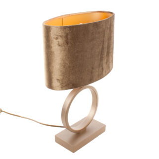 Tafellamp Brons Sienna Klein Ovale Velvet Kap Coffee On Gold 25 Cm