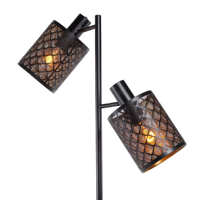 Zwarte 2 Lichts Verstelbare Vloerlamp Laser Met Gouden Binnenkant 11