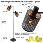 Zwarte 2 Lichts Verstelbare Vloerlamp Laser Met Gouden Binnenkant 2
