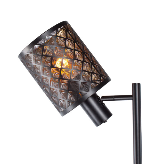 Zwarte 2 Lichts Verstelbare Vloerlamp Laser Met Gouden Binnenkant 6