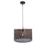 Zwarte Hanglamp Laser O 50 Cm Zwart Goud Grote E27 Fitting 18