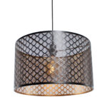 Zwarte Hanglamp Laser O 50 Cm Zwart Goud Grote E27 Fitting 19