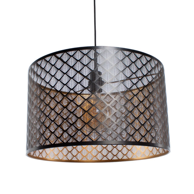 Zwarte Hanglamp Laser O 50 Cm Zwart Goud Grote E27 Fitting 5