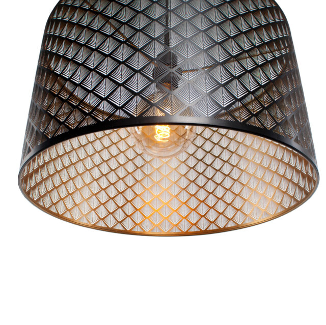 Zwarte Hanglamp Laser O 50 Cm Zwart Goud Grote E27 Fitting 6