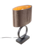 Zwarte tafellamp Sienna klein | Ovale velours kap – Earth on gold 25 cm