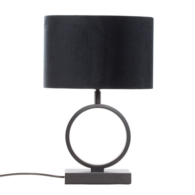 Zwarte Tafellamp Sienna Klein Ovale Velours Kap Zwart Goud 25 Cm 13