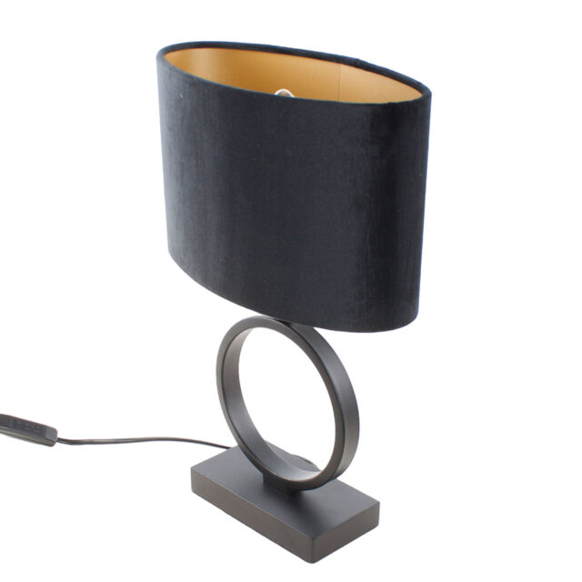 Zwarte Tafellamp Sienna Klein Ovale Velours Kap Zwart Goud 25 Cm 6