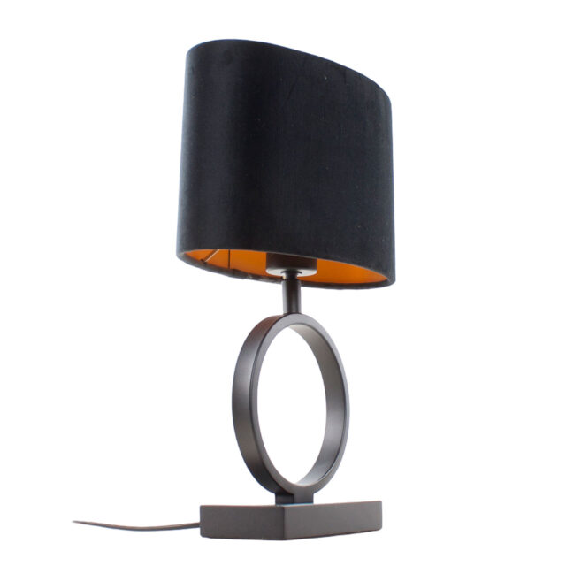 Zwarte Tafellamp Sienna Klein Ovale Velours Kap Zwart Goud 25 Cm 9