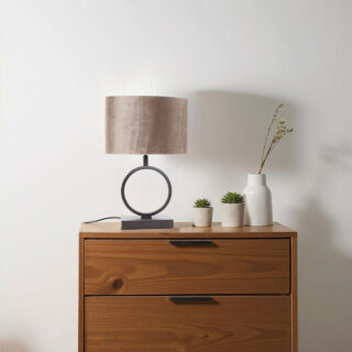 Zwarte Tafellamp Sienna Klein Ovale Velours Taupe Kap 25 Cm 3
