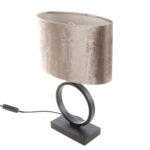Zwarte Tafellamp Sienna Klein Ovale Velours Taupe Kap 25 Cm 4