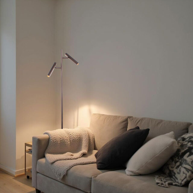 Bruine 2 Lichts Vloerlamp Pierro Cacao 5