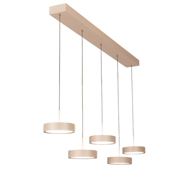 Eettafellamp Alieno 5 Lichts Zandkleur 5 X 18w Led Dimbaar Katrolsysteem 6
