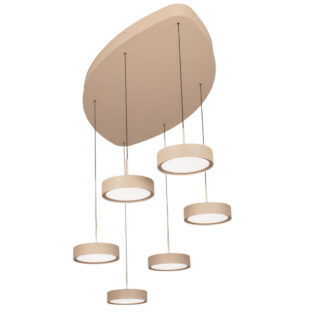Eettafellamp Alieno Ovaal 6 Lichts Zandkleur 6 X 18w Led Dimbaar Katrolsysteem 6