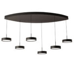 Eettafellamp Alieno Ovaal 6 Lichts Zwart 5 X 18w Led Dimbaar Katrolsysteem