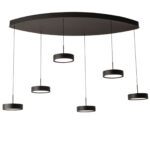 Eettafellamp Alieno Ovaal 6 Lichts Zwart 6 X 18w Led Dimbaar Katrolsysteem 6