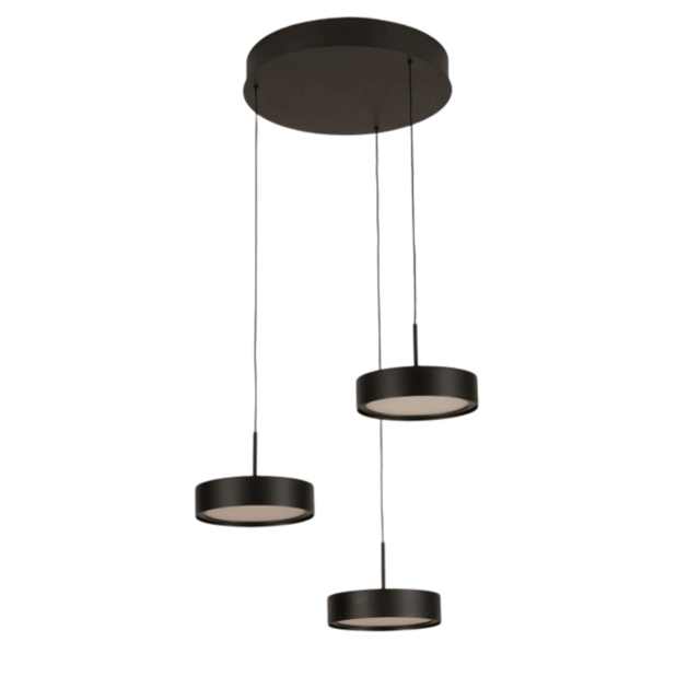Hanglamp Alieno Getrapt 3 Lichts Zwart 3 X 18w Led Dimbaar Katrolsysteem