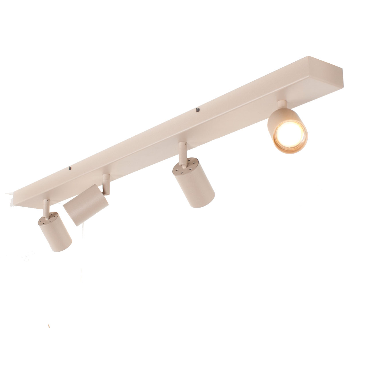 Verstelbare plafondspot Bounce | 4 spots | zand / beige | metaal | 100 x 9 cm |Ø 5,5 cm | hal / afbeelding