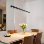 Lange Eettafellamp Traiano Zwart 160 Cm Dimmer Lichtkleur 2000k 3000k 2