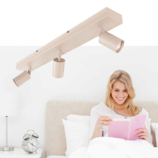 Langwerpige Plafondspot 3 Lichts Bounce Zand Beige Gu10 4