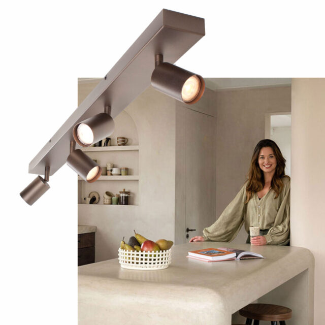 Plafondspot Bounce 4 Lichts Verstelbaar Cacao Bruin Gu10 5
