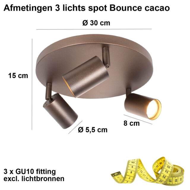 Ronde 3 Lichts Gu10 Spot Bruin Bounce Cacao 4