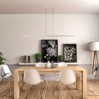 Strakke Eettafellamp Traiano Zand Beige 160 Cm Dimmer Lichtkleur 2000k 3000k 9