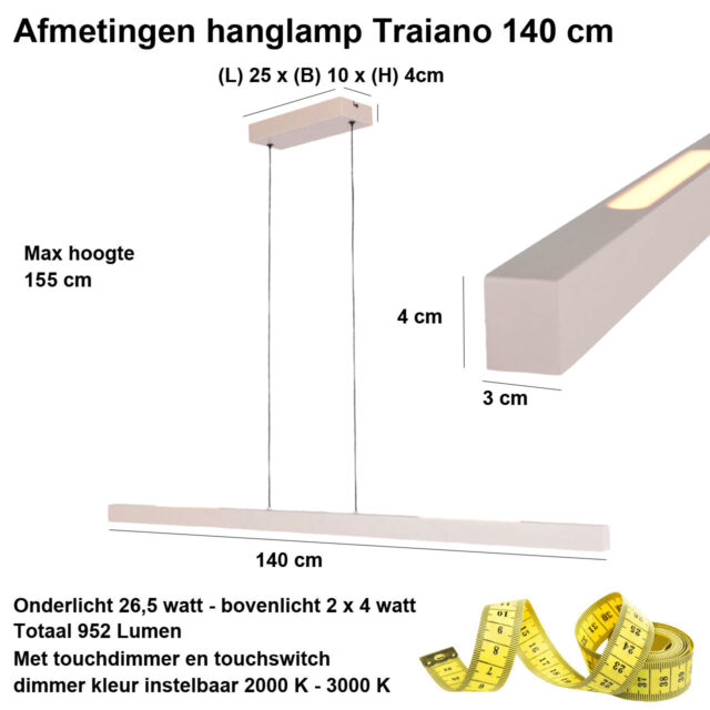 Strakke Minimalistische Hanglamp Traiano Zand Beige 140 Cm 22