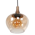 Chique 5 Lichts Glazen Eettafellamp Met Amber Glas 12