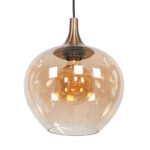 Chique 5 Lichts Glazen Eettafellamp Met Amber Glas 13